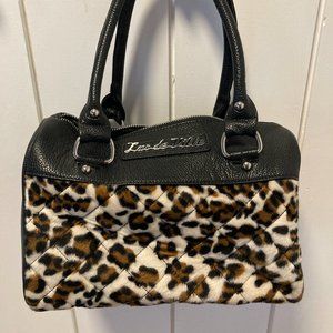 NWOT Lux De Ville Black and Leopard Satchel Tote Purse Bag